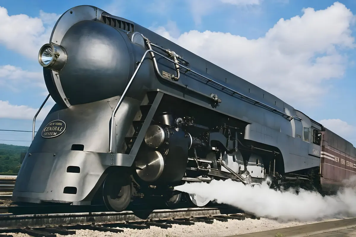 Detailed steam locomotive against a blue sky in a Preserve image example
